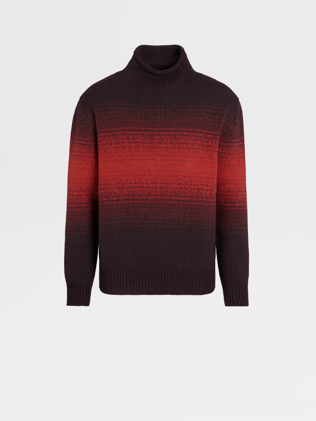 Dark Purple and Brick Pure Wool Degradé High Neck